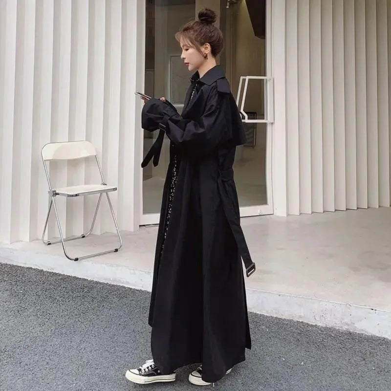 Elegant Style, Street wear Jackets for Women, Double Breasted Medium Length Trench Coats