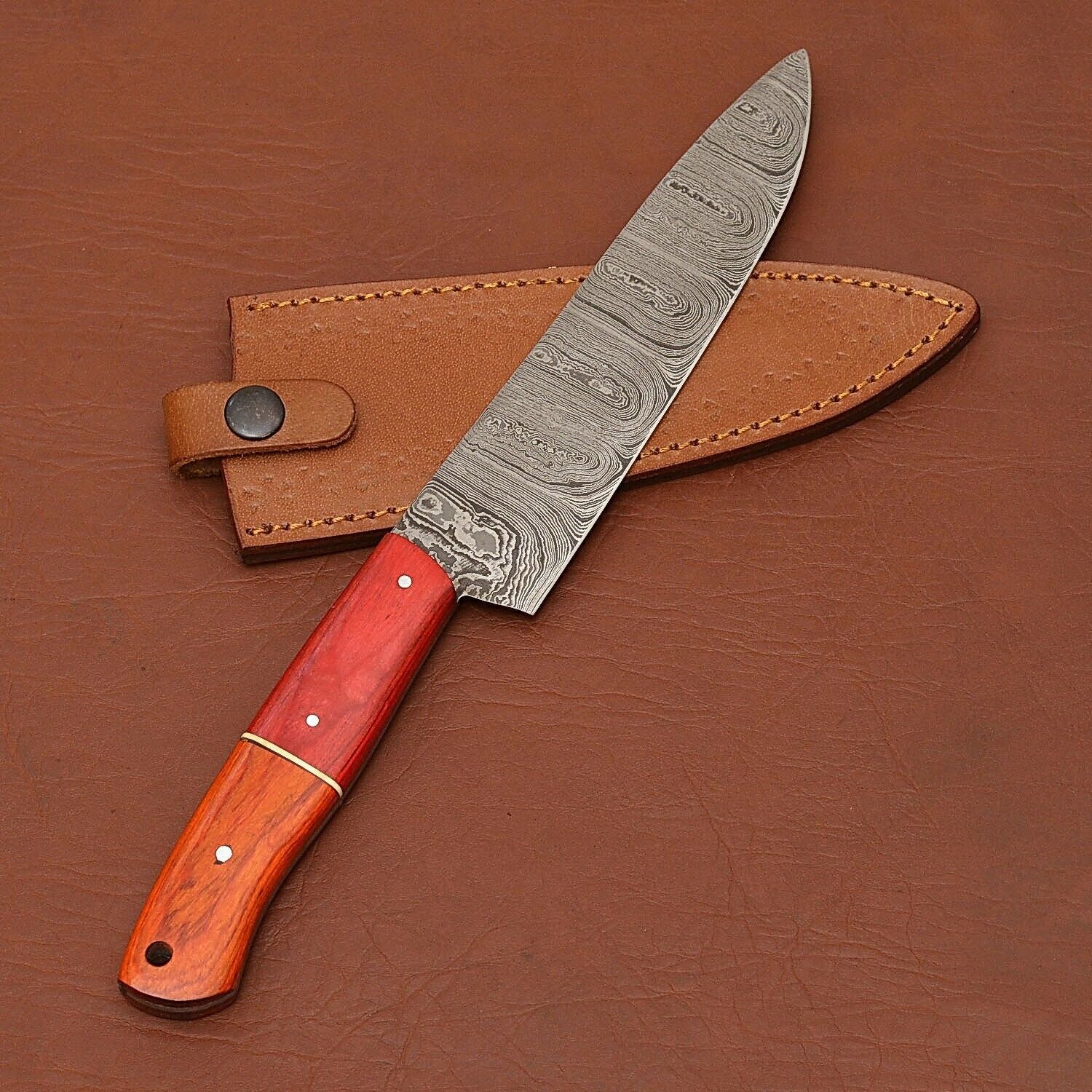 Luxury Damascus Steel Chef Knife  Handmade Full Tang Kitchen Knife 3