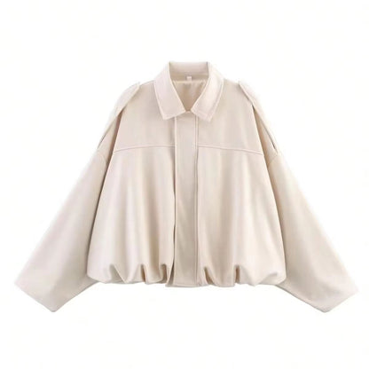 Vintage Brown Suede Bomber Jacket Women Loose Fit Casual Coat Green Lapel Zipper Motorcycle Style 2