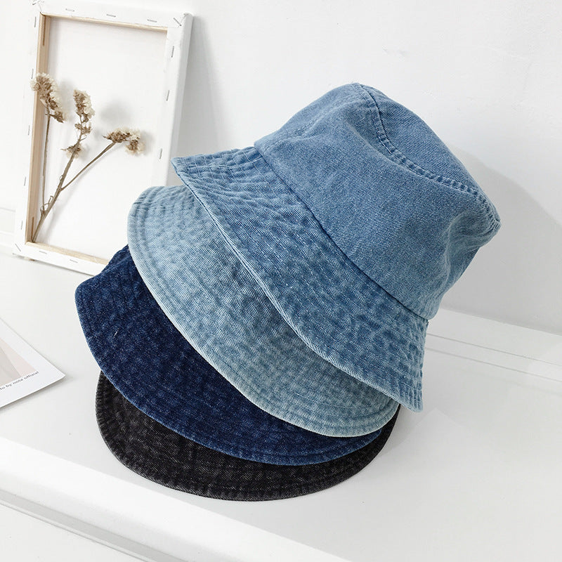 Denim Fisherman Hat for Men and Women, Large Brim Summer Sun Protection Hat, Breathable Thin Shade Basin Cap