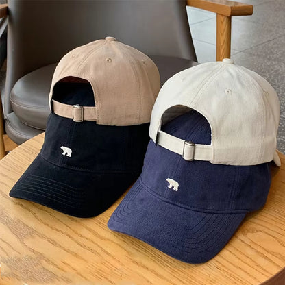 Wide Brimmed Retro Hat Unisex Polar Bear Embroidered Baseball Cap Soft Top Duckbill Cap For Men And 2