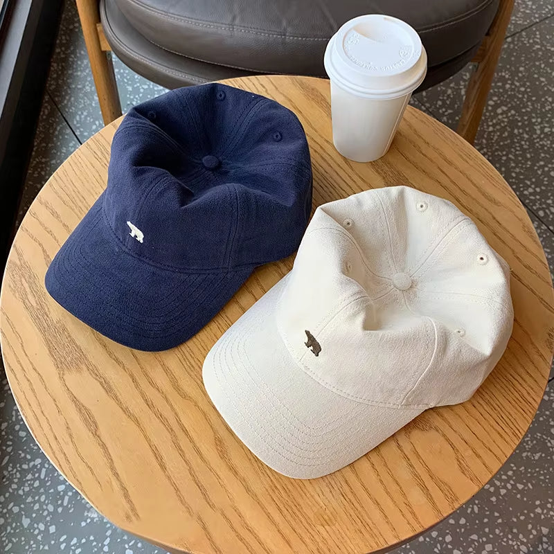 Wide Brimmed Retro Hat Unisex Polar Bear Embroidered Baseball Cap Soft Top Duckbill Cap For Men And 3