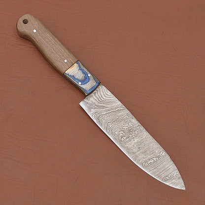 Custom Forged Damascus Steel Kitchen Knife  Full Tang Chefs Knife With Wood Handle 1