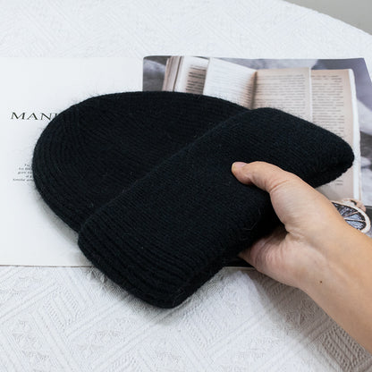 Rabbit Fur Winter Knitted Beanies Fashion Warm Cashmere Wool Skullies Angola Women Cap Female Three 5