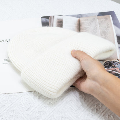Rabbit Fur Winter Knitted Beanies Fashion Warm Cashmere Wool Skullies Angola Women Cap Female Three 7