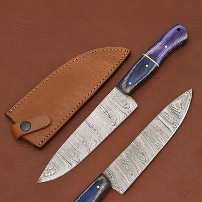 Professional Handmade Damascus Chef Knife – 12 Inch Kitchen & Outdoor Cutting Tool