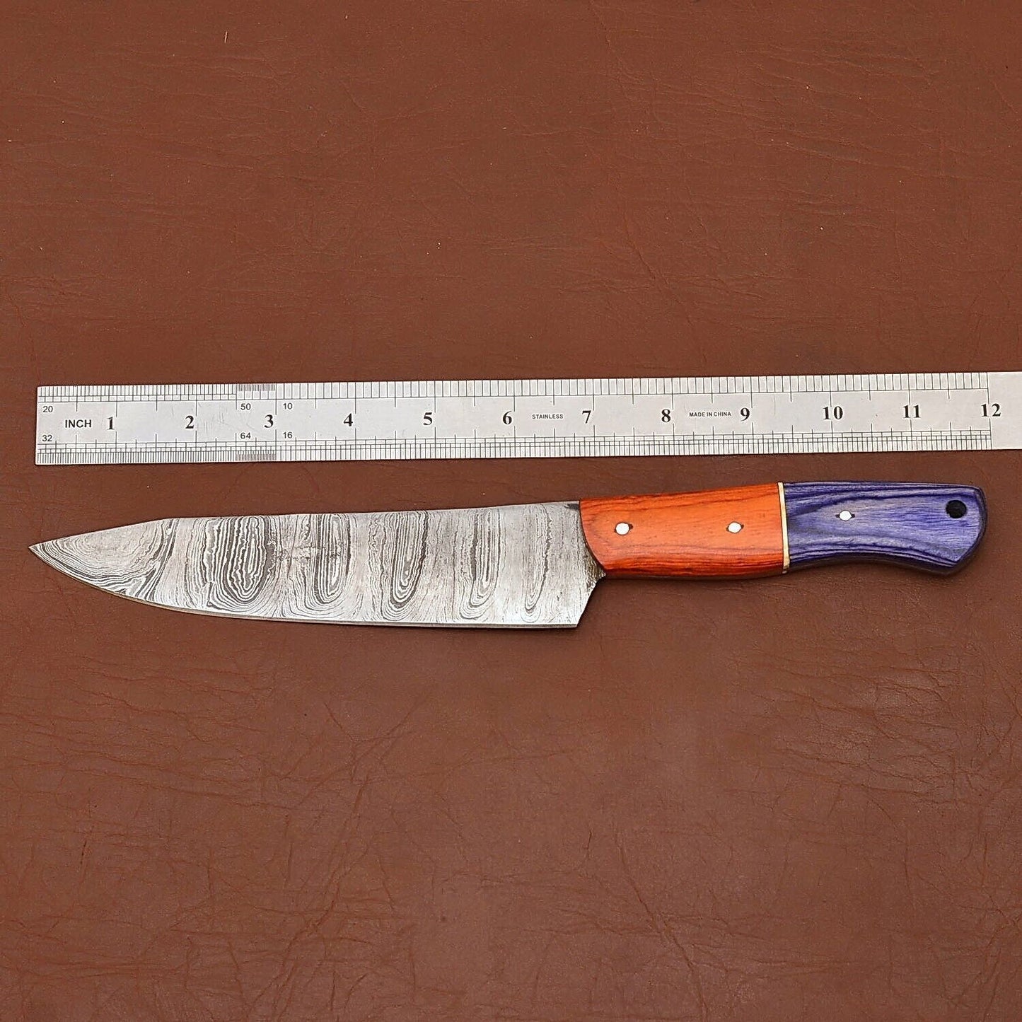 Custom Handmade Damascus Steel Cooking Knife  Durable Chef Knife With Sheath 2
