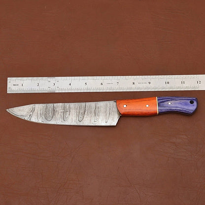 Custom Handmade Damascus Steel Cooking Knife  Durable Chef Knife With Sheath 2