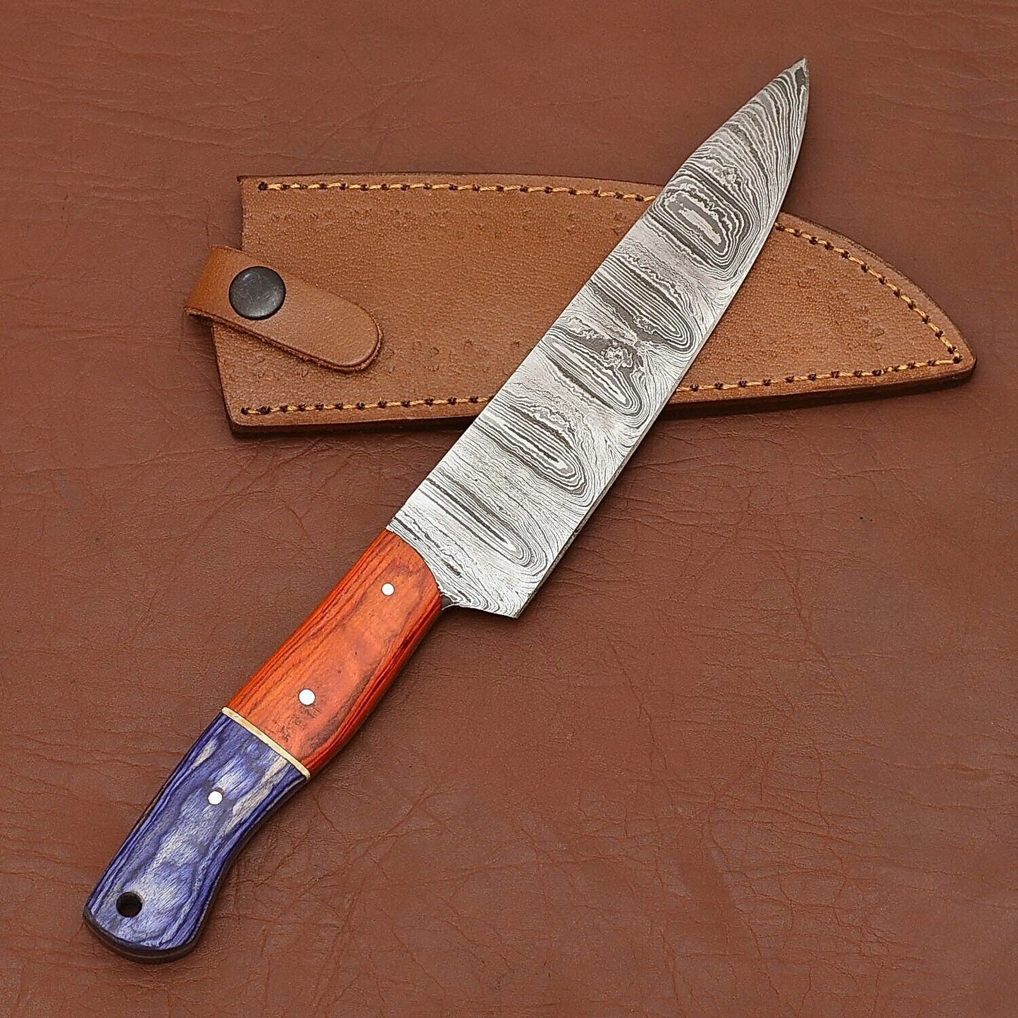 Custom Handmade Damascus Steel Cooking Knife  Durable Chef Knife With Sheath 3
