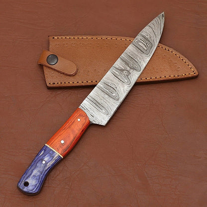 Custom Handmade Damascus Steel Cooking Knife  Durable Chef Knife With Sheath 3