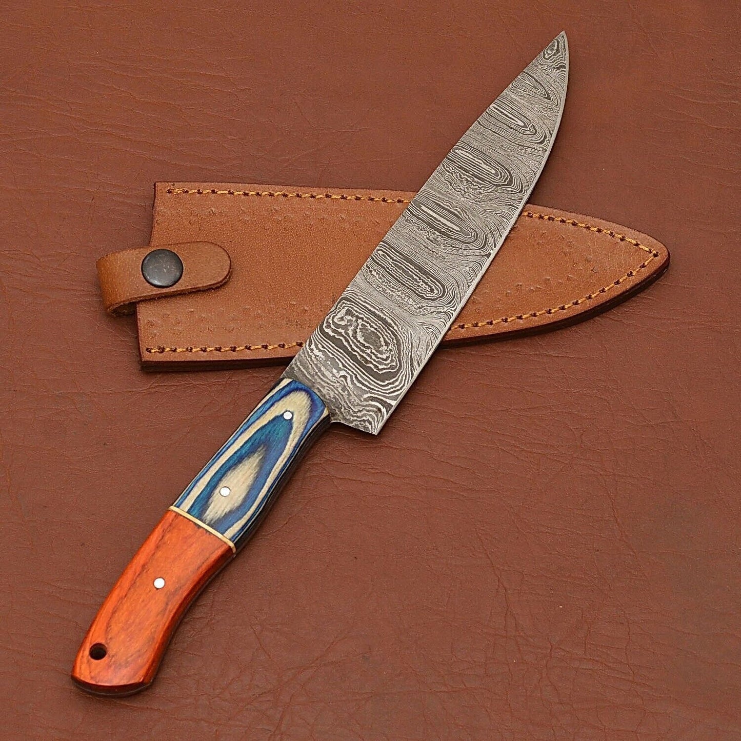 Luxury Handmade Damascus Chef Knife  Perfect For Kitchen Hunting  Camping 3