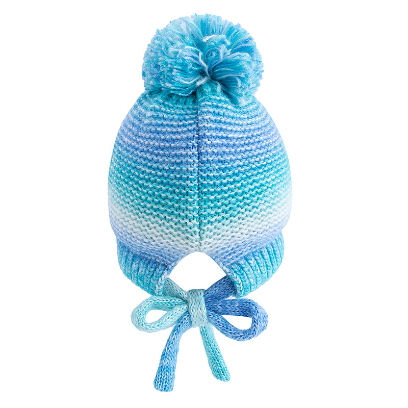 Trendy Streetwear Gradient Color Hat For Women Knitted Winter Pompoms Cap With Rope Warm Dandy Hat  3