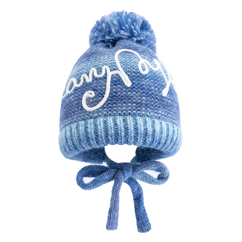 Trendy Streetwear Gradient Color Hat For Women Knitted Winter Pompoms Cap With Rope Warm Dandy Hat  8