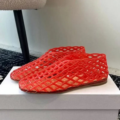 Womens Luxury Designer Jelly Flat Sandals Breathable Hollow Mules  Comfortable Summer Beach Flats 4