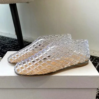 Womens Luxury Designer Jelly Flat Sandals Breathable Hollow Mules  Comfortable Summer Beach Flats 9