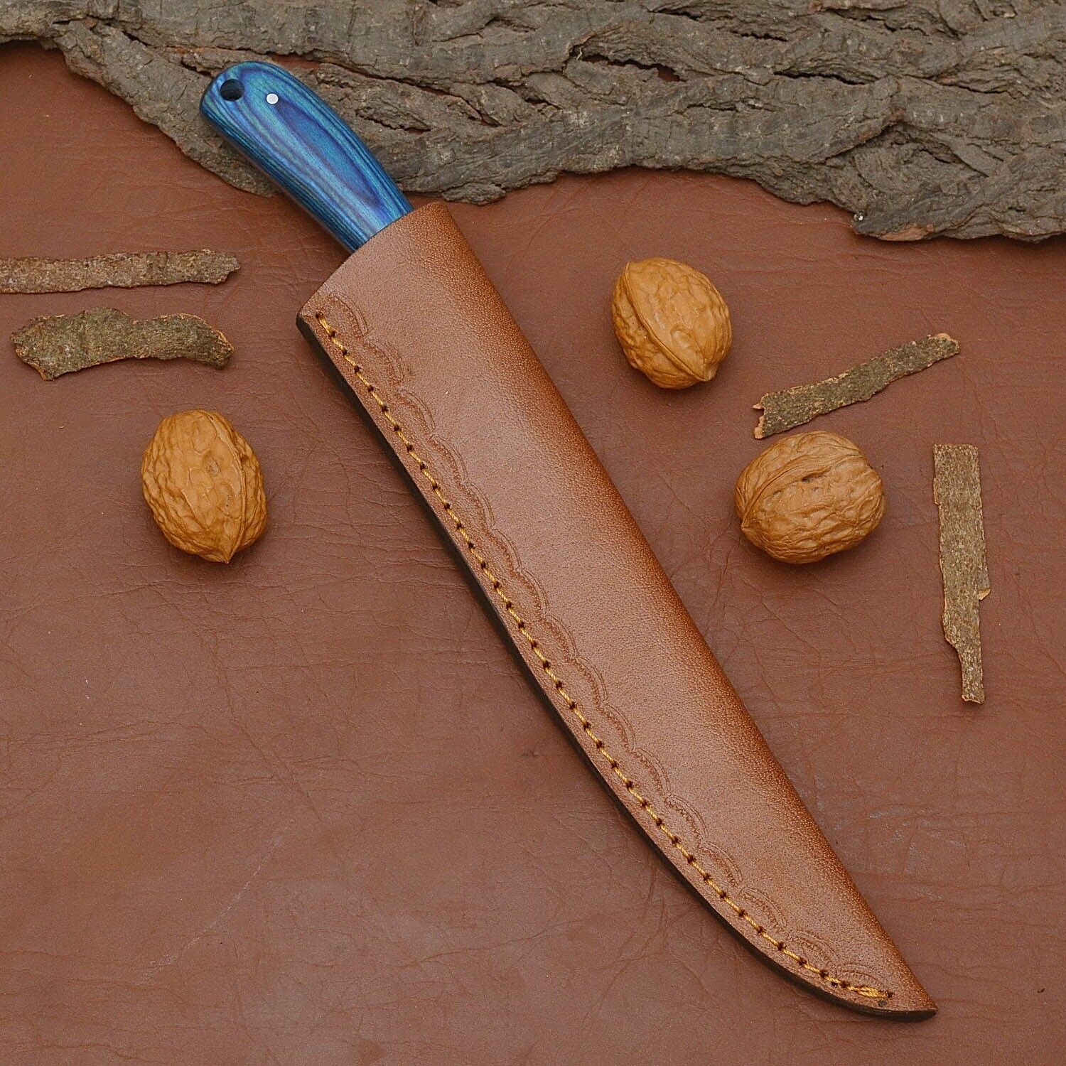 Handmade Damascus Steel Fillet Knife  Custom Chef Knife With Wooden Handle  Sheath 3
