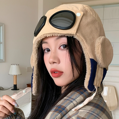 Winter Hat For Women Warm Bomber Cap With Earflap Plush Fur Dandy Hat With Goggles 7