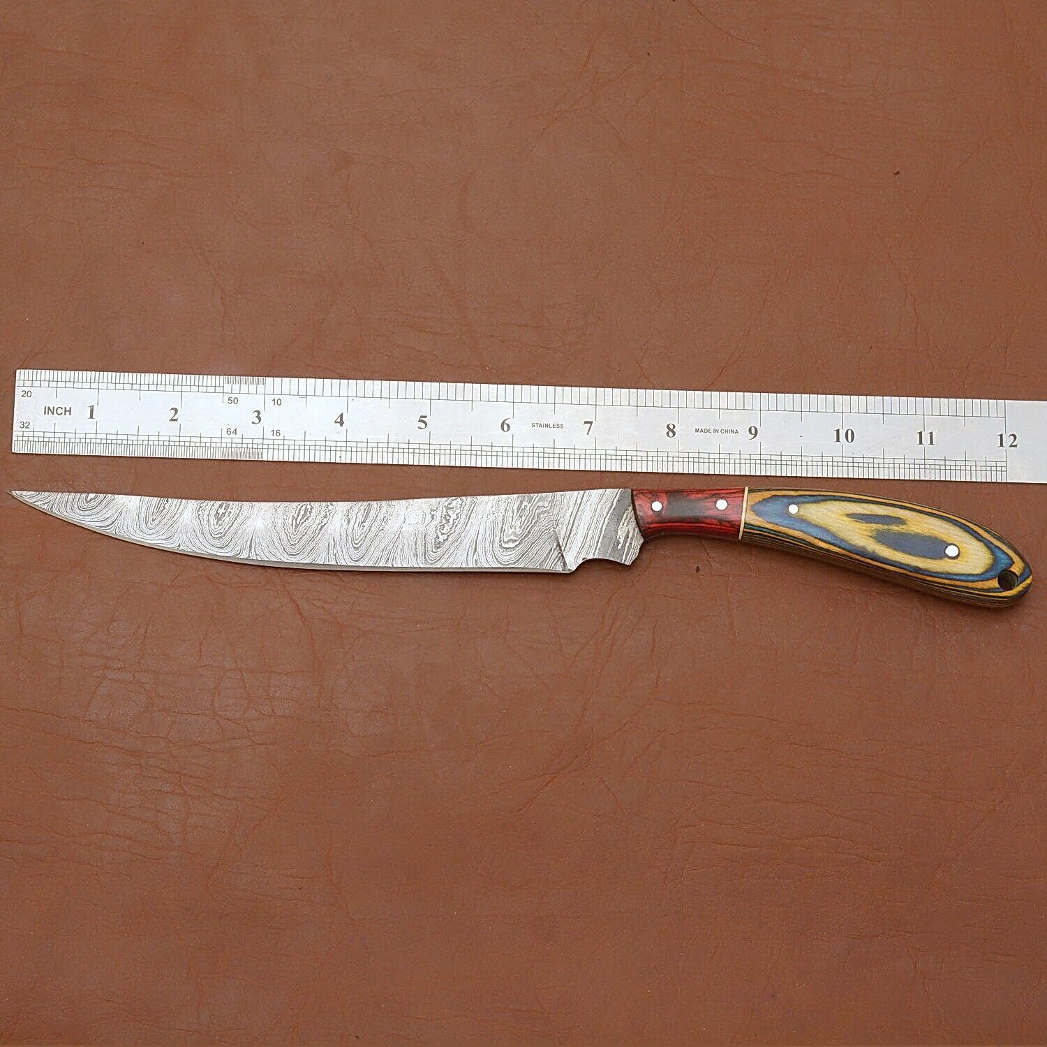 Authentic Damascus Steel Chef Knife  Handmade Full Tang Fillet Blade 2