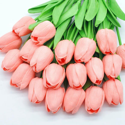 Artificial Flower Tulip Realistic Touch Bouquet Vase Scrap Booking Decor Wedding Garland Home Decor 4
