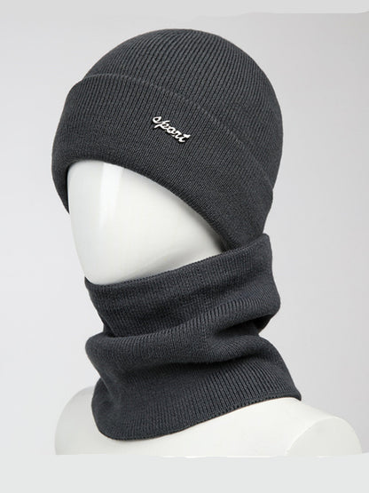 Knitted Hat And Scarf Set Fleece Lined Warm Earmuff Hat Outdoor Cycling Cold Weather Protection 4