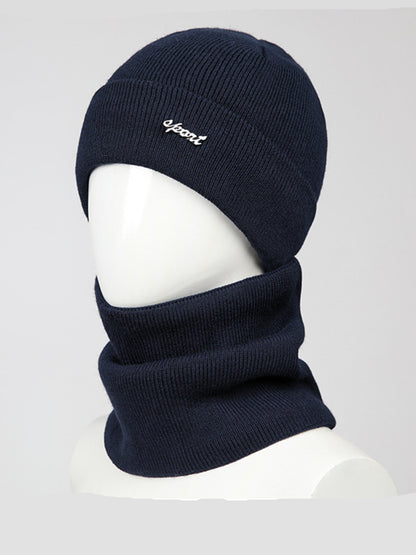 Knitted Hat And Scarf Set Fleece Lined Warm Earmuff Hat Outdoor Cycling Cold Weather Protection 5