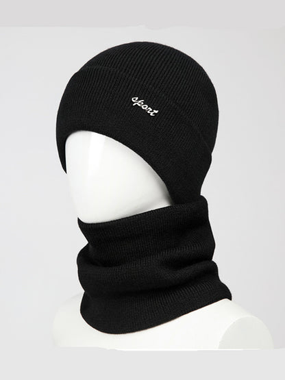 Knitted Hat And Scarf Set Fleece Lined Warm Earmuff Hat Outdoor Cycling Cold Weather Protection 6