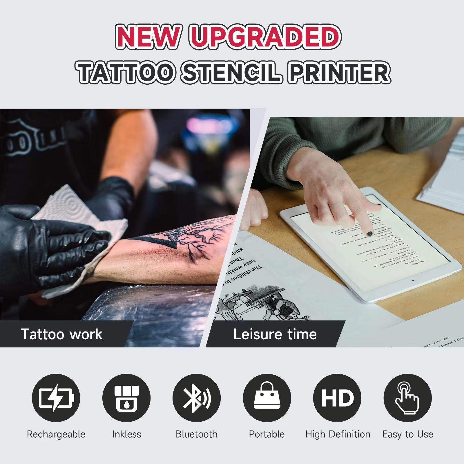 2025 Portable Tattoo Thermal Printer  Wireless Bluetooth A4 Stencil And Document Printer 1
