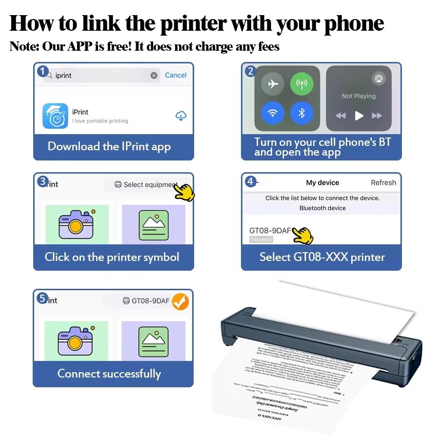 2025 Portable Tattoo Thermal Printer  Wireless Bluetooth A4 Stencil And Document Printer 5