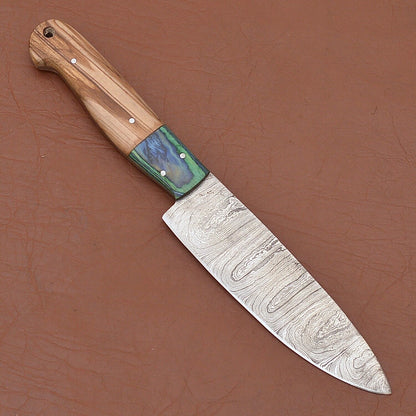 Hand Forged Damascus Steel Fillet Knife  Wooden Handle  Sharp Edge 1