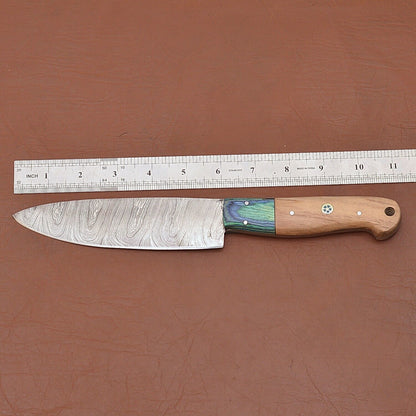 Hand Forged Damascus Steel Fillet Knife  Wooden Handle  Sharp Edge 2