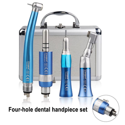4Piece Professional Dental Handpiece Set  High  Low Speed Air Turbine Kit With Contra Angle Straigh 11