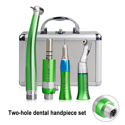 4Piece Professional Dental Handpiece Set  High  Low Speed Air Turbine Kit With Contra Angle Straigh 12