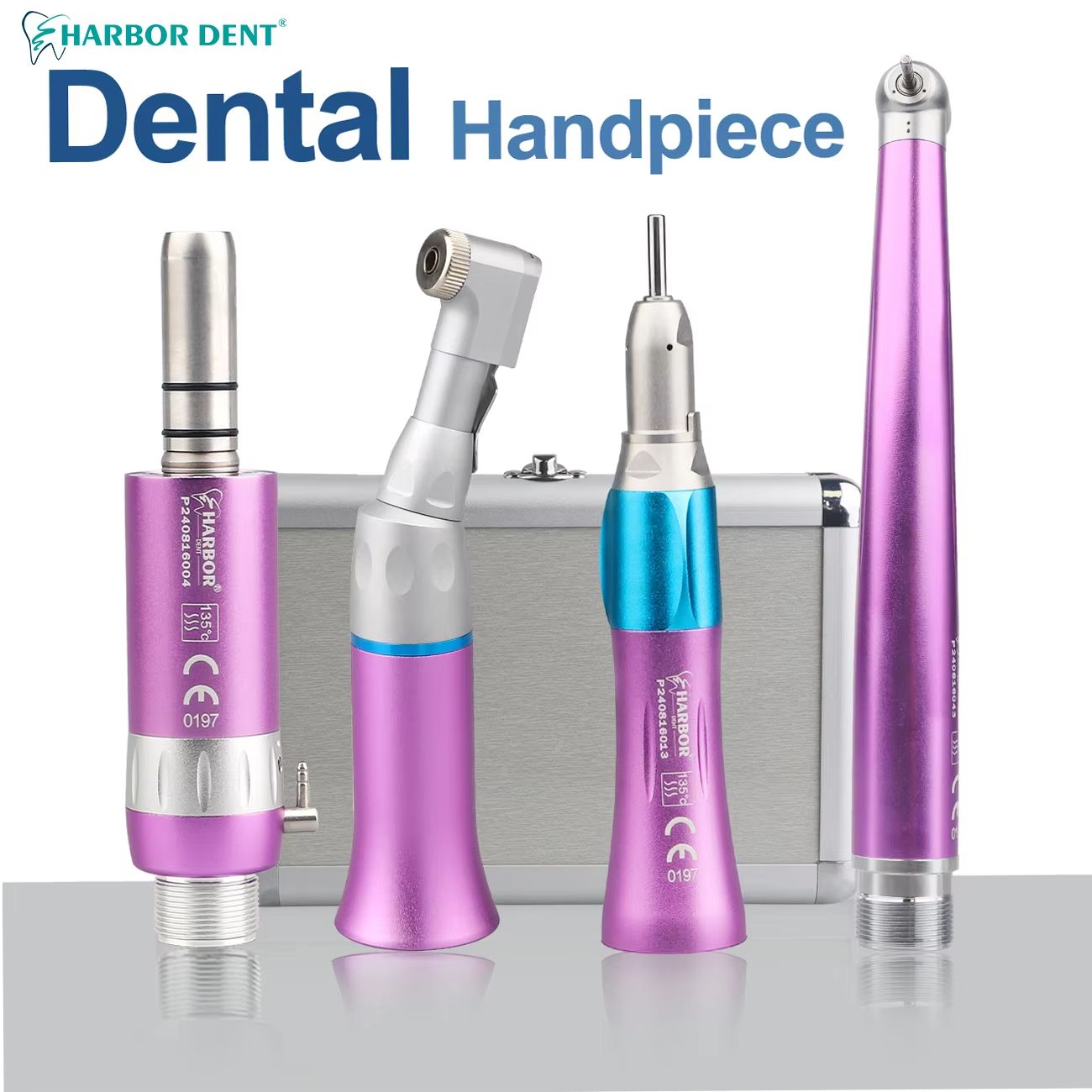 4Piece Professional Dental Handpiece Set  High  Low Speed Air Turbine Kit With Contra Angle Straigh 1