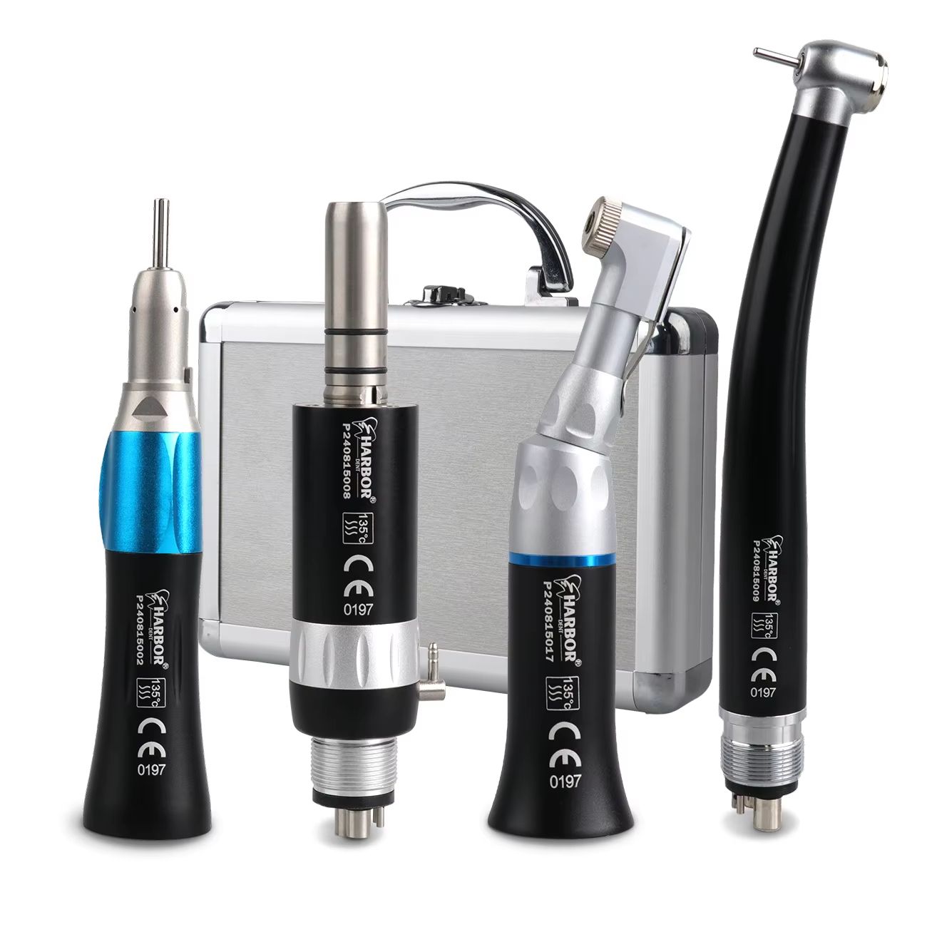 4Piece Professional Dental Handpiece Set  High  Low Speed Air Turbine Kit With Contra Angle Straigh 2