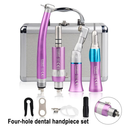 4Piece Professional Dental Handpiece Set  High  Low Speed Air Turbine Kit With Contra Angle Straigh 7