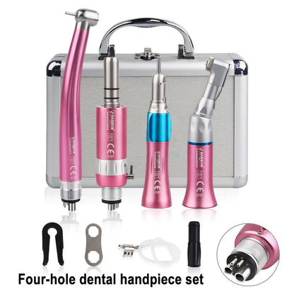 4Piece Professional Dental Handpiece Set  High  Low Speed Air Turbine Kit With Contra Angle Straigh 13