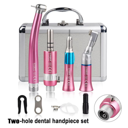 4Piece Professional Dental Handpiece Set  High  Low Speed Air Turbine Kit With Contra Angle Straigh 14