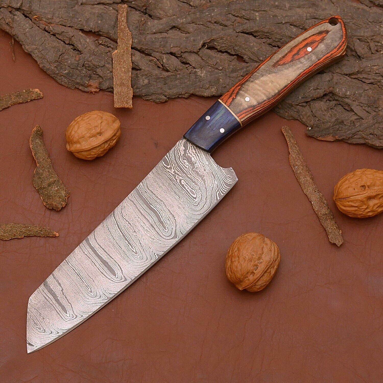 Handcrafted Damascus Steel Fillet Knife  Durable Wooden Handle Design 3