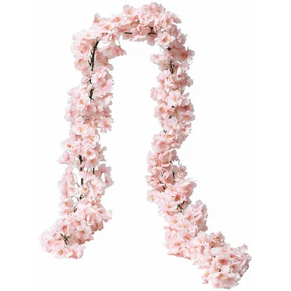 Artificial Sakura Flowers Vine, Wedding Garden Decor, Rose Arch, Party Decoration, Bridal Festival, Fake Silk Scrapbook