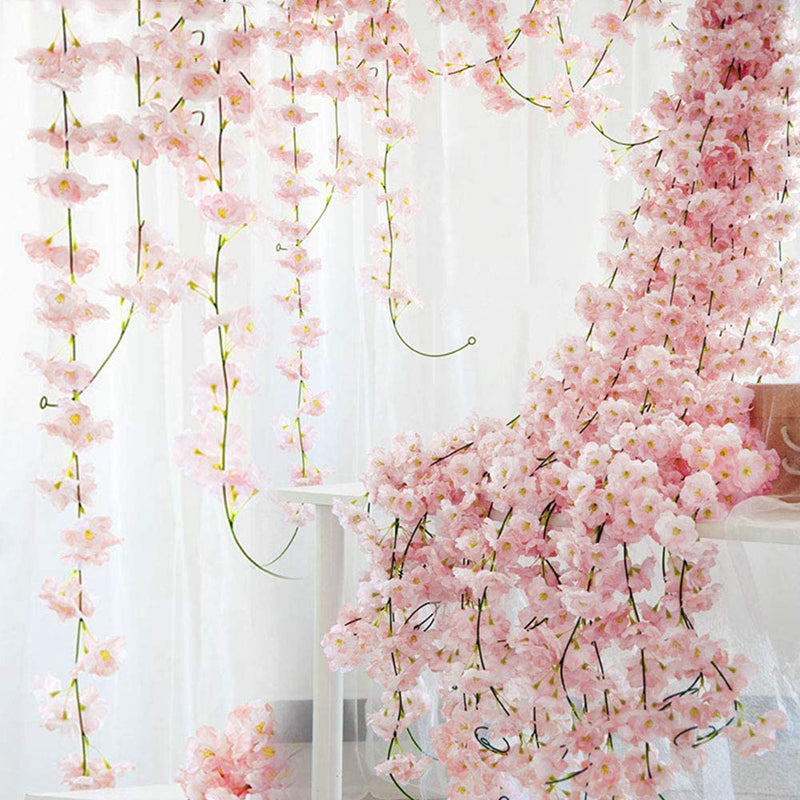 Artificial Sakura Flowers Vine, Wedding Garden Decor, Rose Arch, Party Decoration, Bridal Festival, Fake Silk Scrapbook