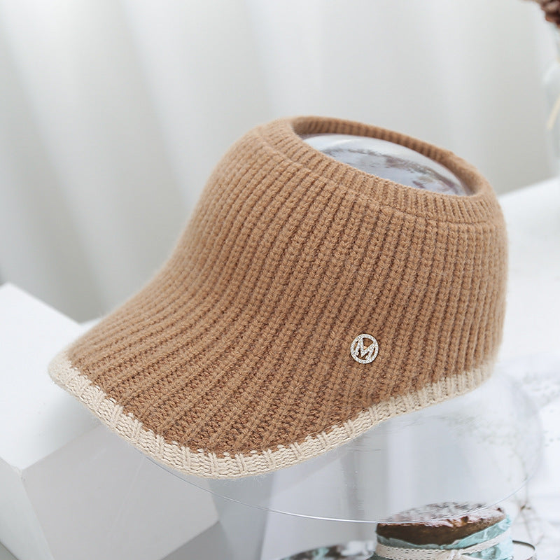 Knitted Woolen Ponytail Hat For Women Hollow Top Winter Beanie Warm Outdoor Cycling Cap 4