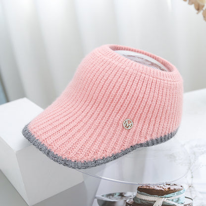 Knitted Woolen Ponytail Hat For Women Hollow Top Winter Beanie Warm Outdoor Cycling Cap 5