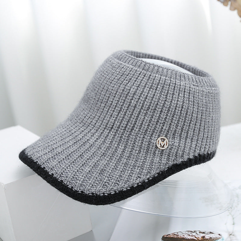 Knitted Woolen Ponytail Hat For Women Hollow Top Winter Beanie Warm Outdoor Cycling Cap 8