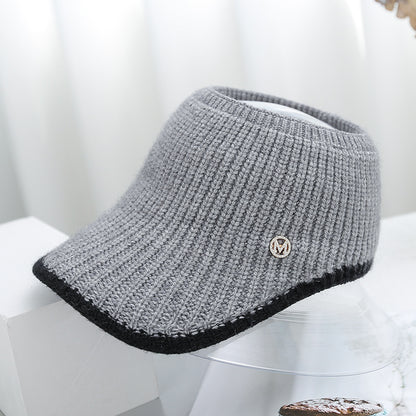 Knitted Woolen Ponytail Hat For Women Hollow Top Winter Beanie Warm Outdoor Cycling Cap 8