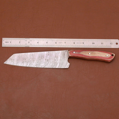 Handmade Damascus Steel Chef Knife  Custom Kitchen Knife With Wooden Handle  Sheath 2