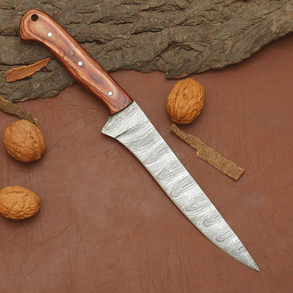 Custom Forged Damascus Steel Kitchen Knife  Full Tang Wooden Handle Chef Blade 2