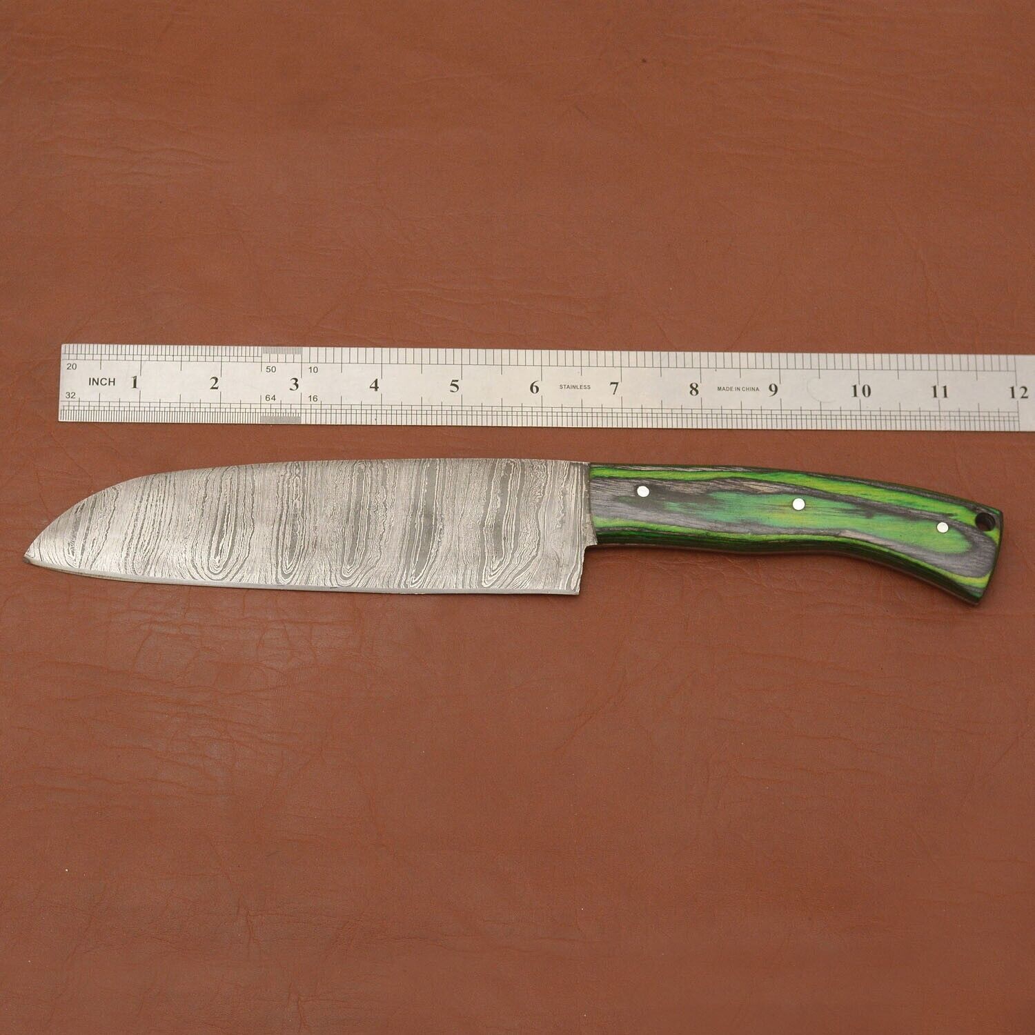 Professional Handmade Damascus Chef Knife  Sharp 7 Inch Blade With Leather Sheath 2