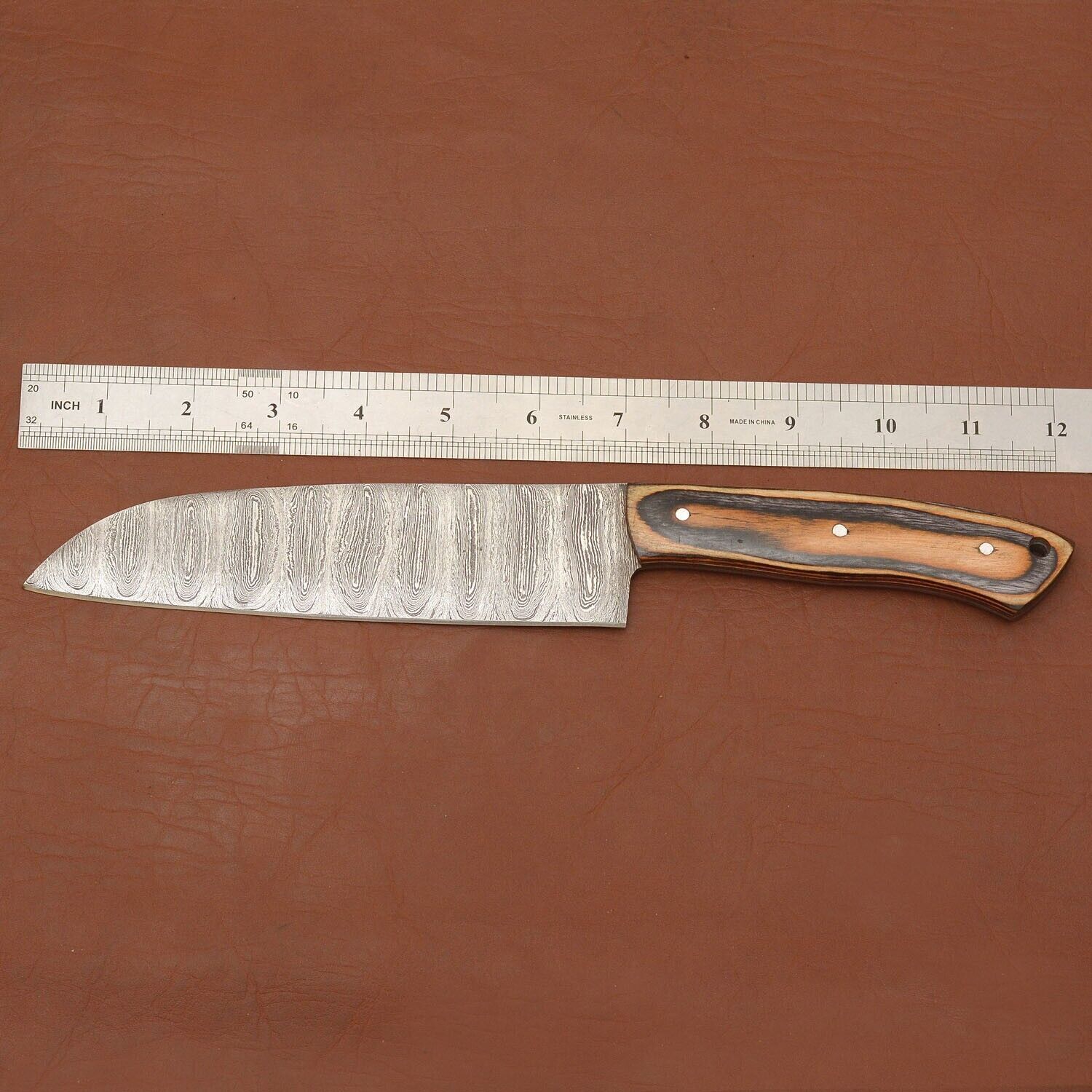 Premium Damascus Steel Kitchen Knife  Handcrafted Wooden Handle Chef Knife 2
