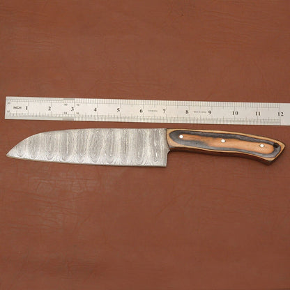 Premium Damascus Steel Kitchen Knife  Handcrafted Wooden Handle Chef Knife 2
