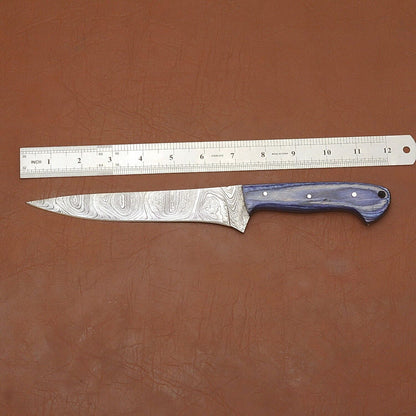 Custom Handmade Damascus Steel Cooking Knife  Durable 12 Inch Full Tang Blade 1